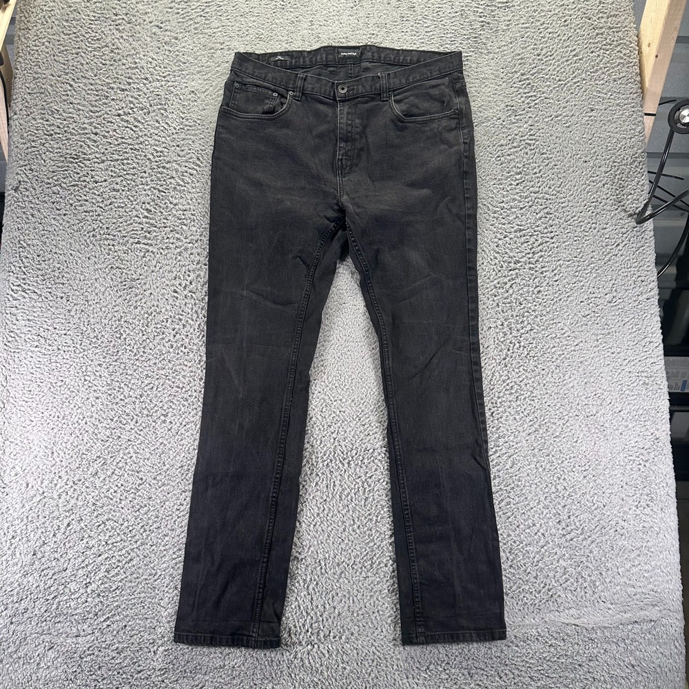Frank & Oak Dylan Jeans Men 36x34 Black Cotton Denim Straight Leg Slim Stretch